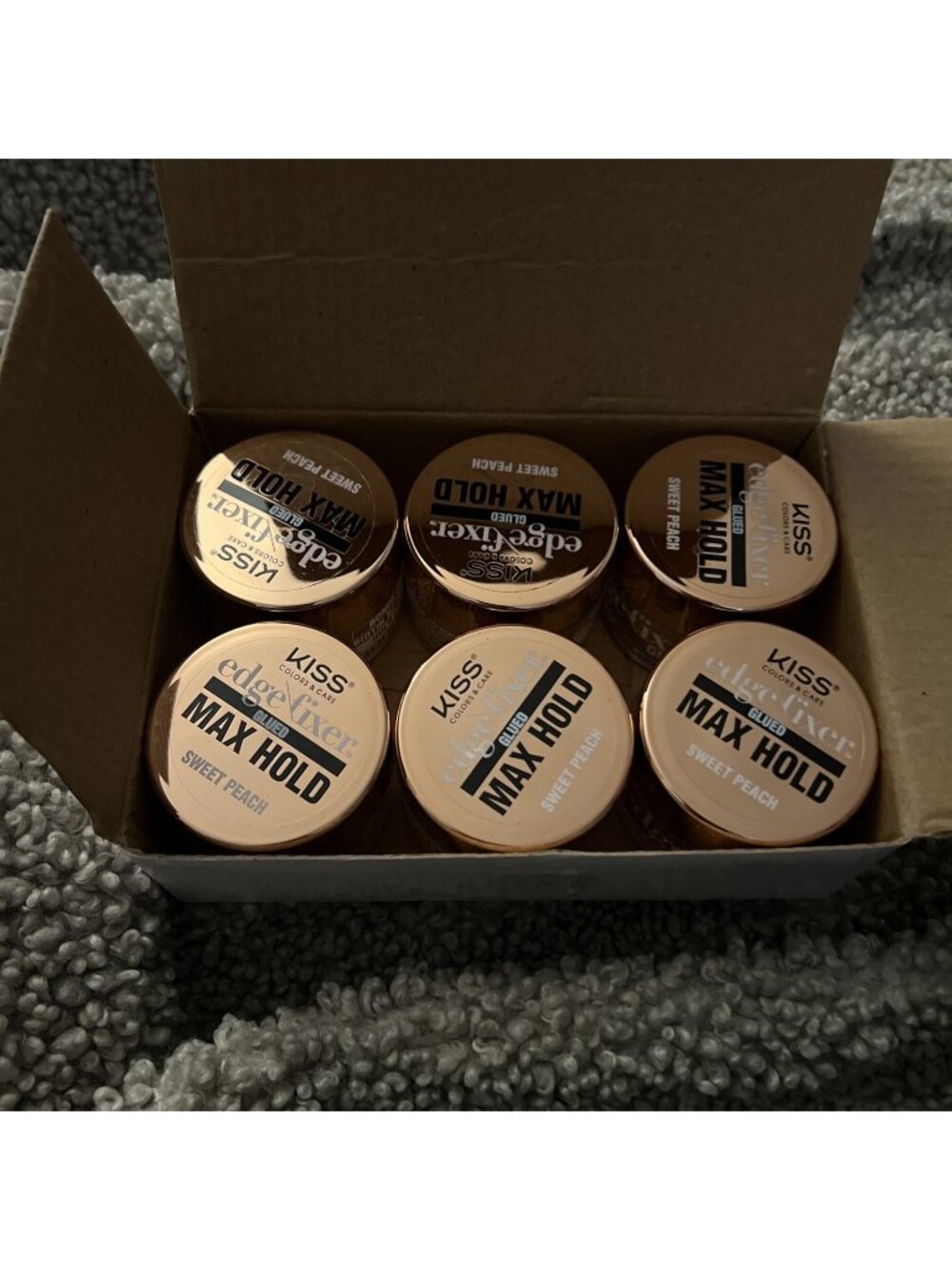 KISS Edge Fixer Case of 6 Max Hold Sweet Peach Hair Wax - new